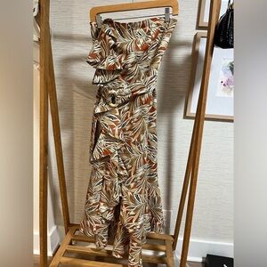 Alexis Strapless Palm Printed Dress